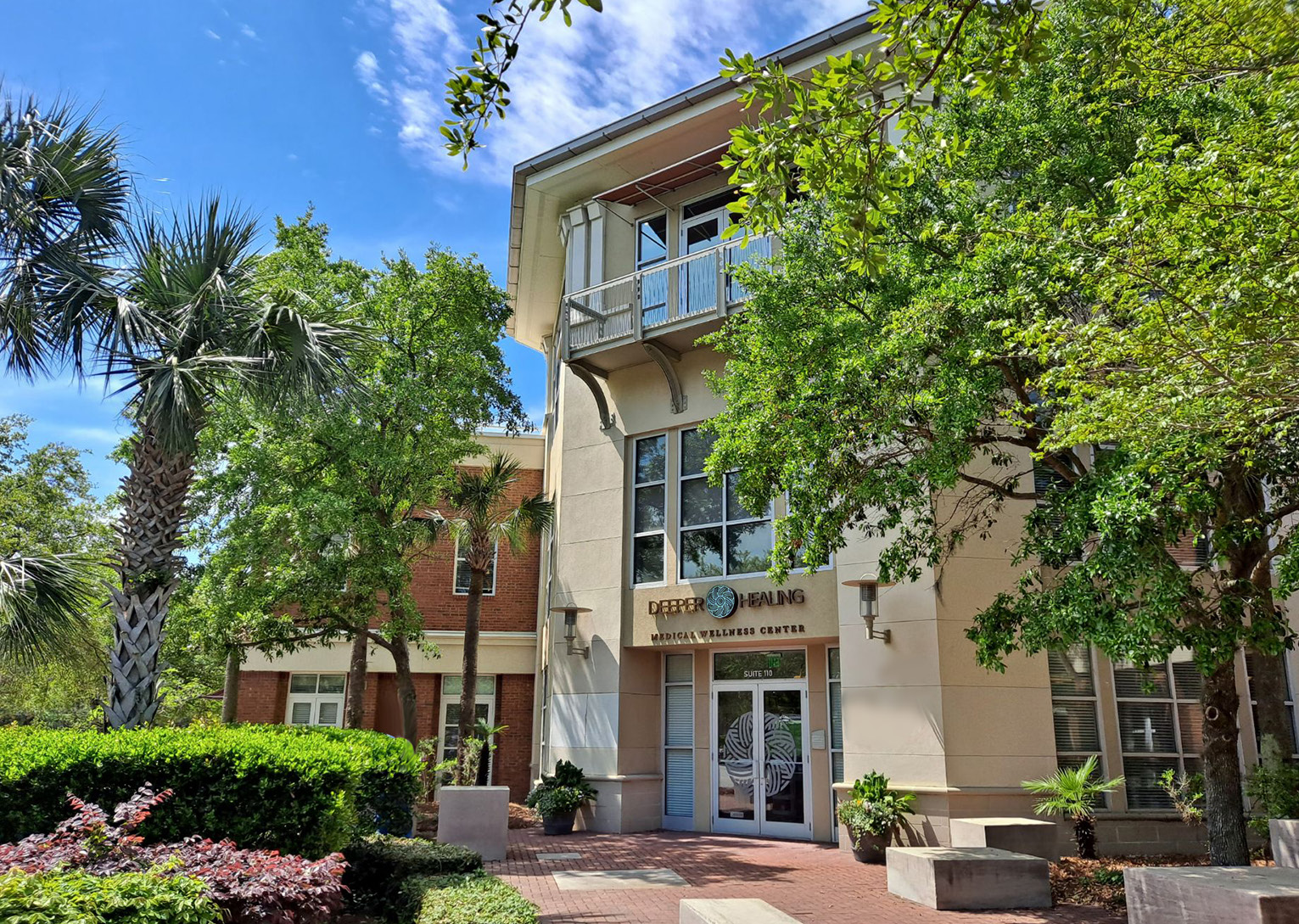 Exterior of the Deeper Healing Medical Wellness Center on Daniel Island in Charleston, South Carolina